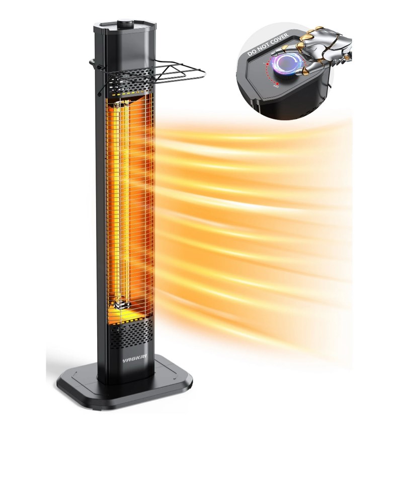 Easoger 1500W 36in Indoor Space Heaters, 100° Oscillating Portable Tower Electric Heater, Infrared Outdoor Patio Heaters, 3 Heating Level, 1s Fast Heating, Overheat Protection