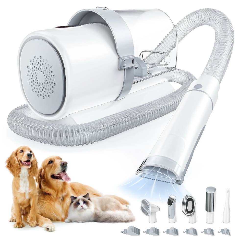 edx Dog Grooming Kit  2.5L Pet Hair Grooming Vacuum  5-In-1 Electric Clippers Cleaning Sets For Dog/Cat/Other Animals