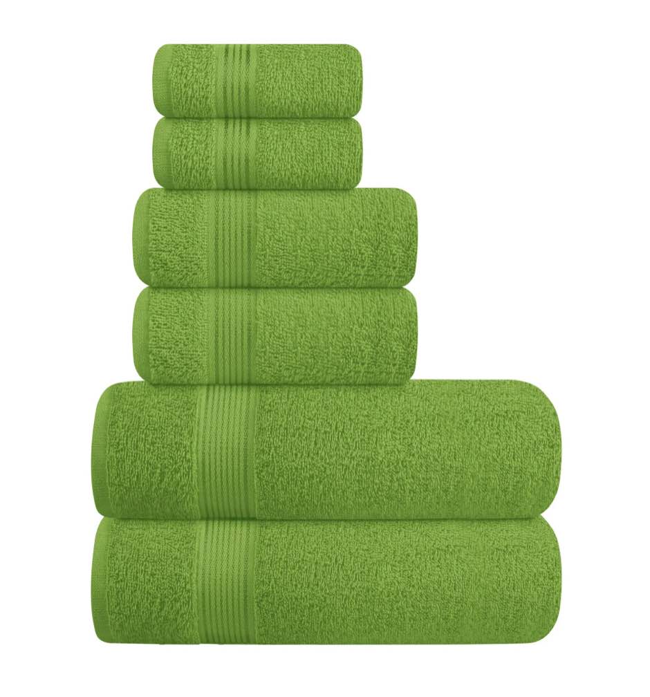 BELIZZI HOME Ultra Soft 6 Pack Cotton Towel Set, Contains 2 Bath Towels 28x55 inch, 2 Hand Towels 16x24 inch & 2 Wash Coths 12x12 inch, Ideal for Everyday use, Compact & Lightweight - Kiwi Green