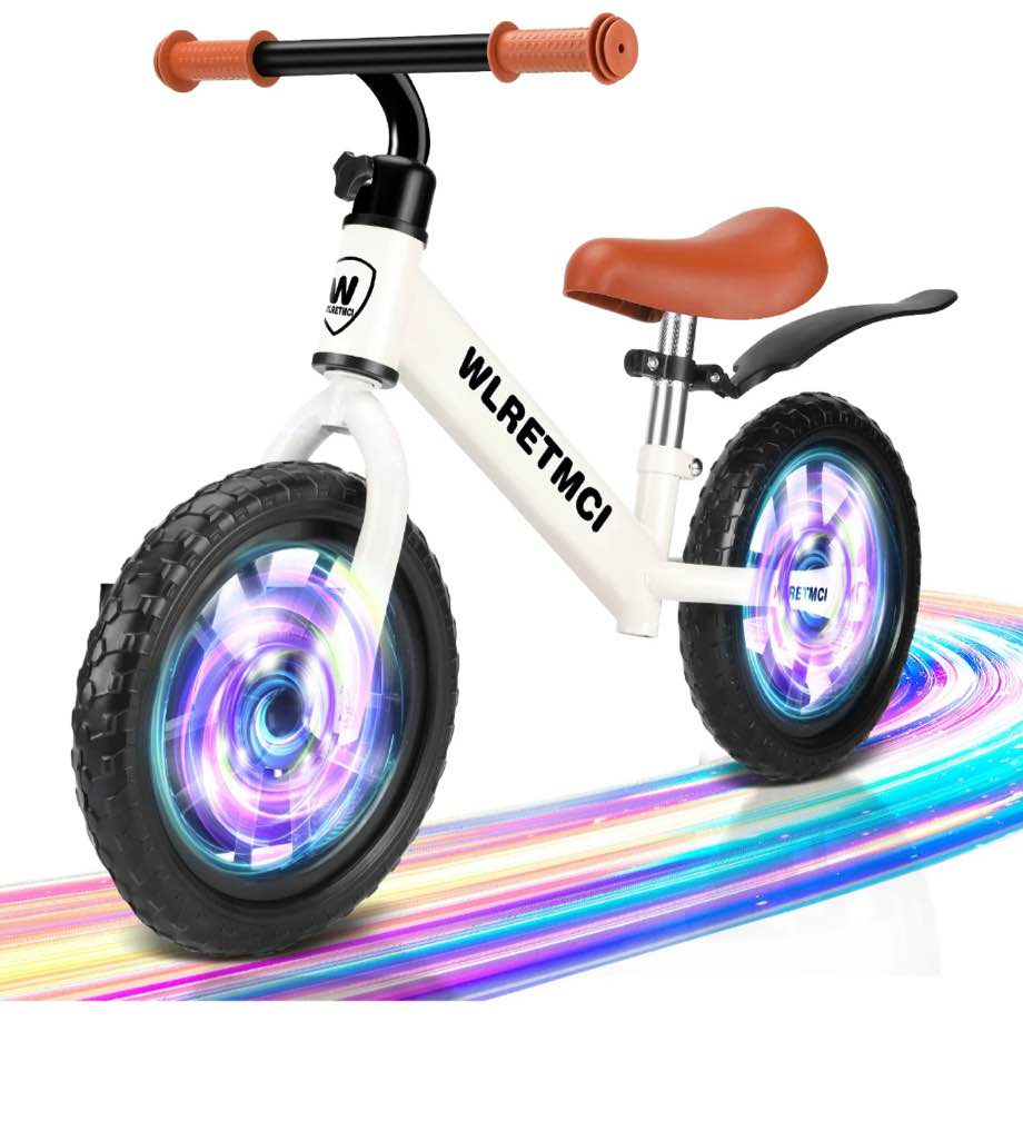 wlretmci toddler balance bicycle kids training bike height adjustable bicycle for toddler 2-5 years old kid baby bike, white