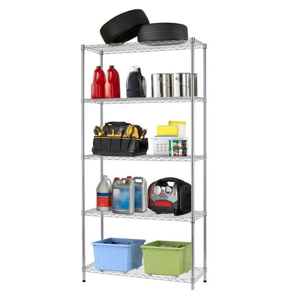 bestoffice 5 tier wire shelving unit 1250lb capacity chrome