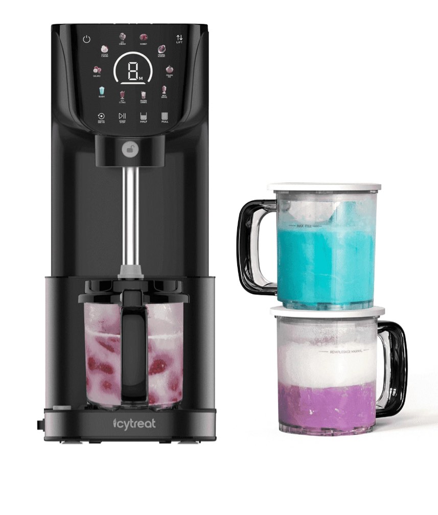 ice cream maker, 11-in-1 frozen treat maker for gelato, sorbet, milkshakes, mix-ins, 3 pcs 19oz pints, brushless motor, ice cream recipes