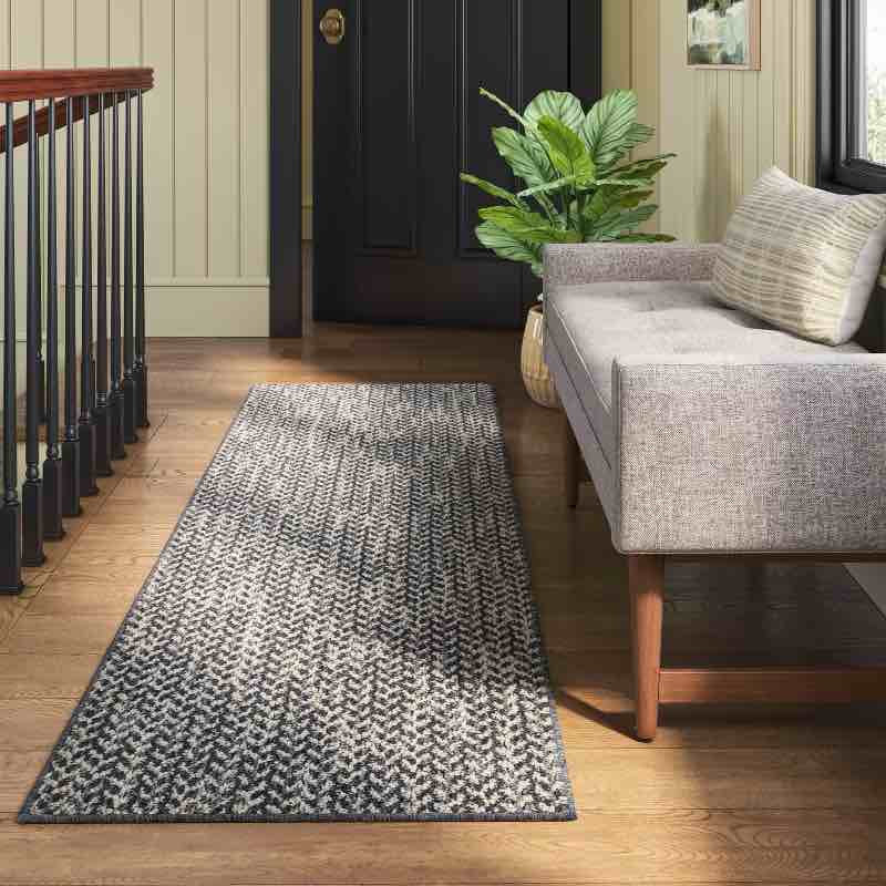 2'x7' washable weave herringbone runner rug indigo - threshold™