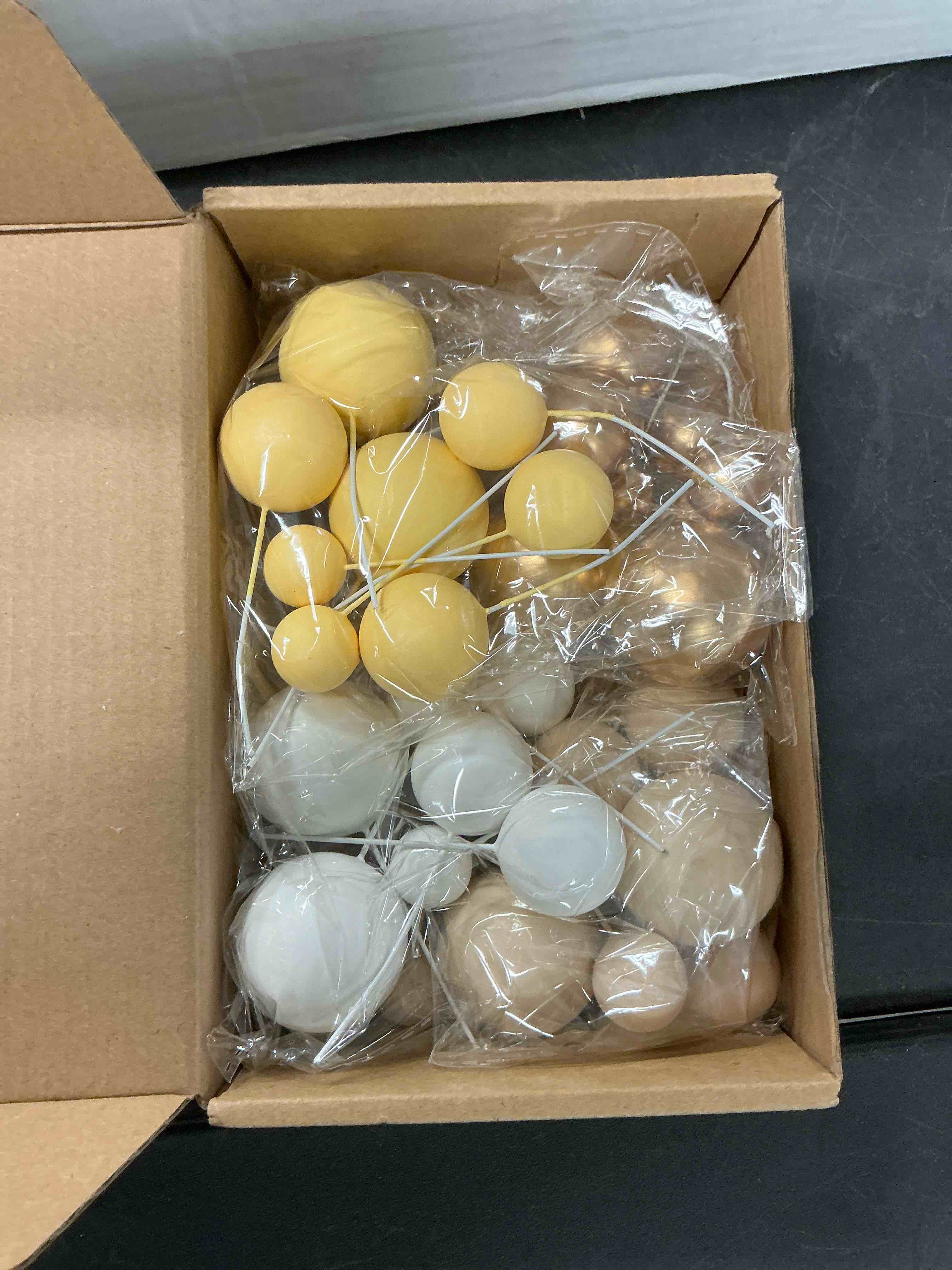 Condition photo showing New/Like New for ASTARON 32 Pcs Ball Cake Topper Decorations Mini Balloons Cake Topper Sticks Foam Balls Cake Picks Cake Topper Balls Cake Decorations for Wedding Party Birthday Cake Decorations (Yellow Gold) Yellow?gold