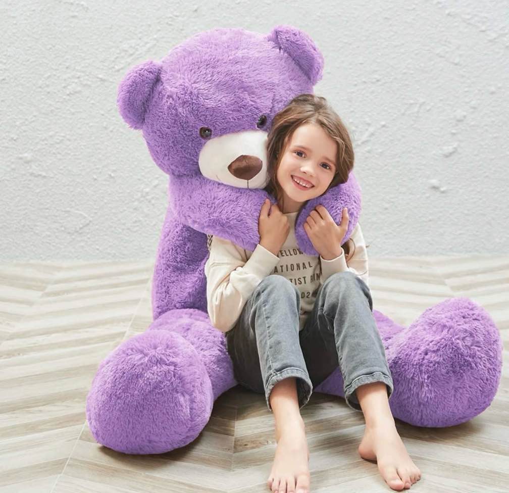 morismos giant teddy bear 4ft stuffed animal plush toy purple