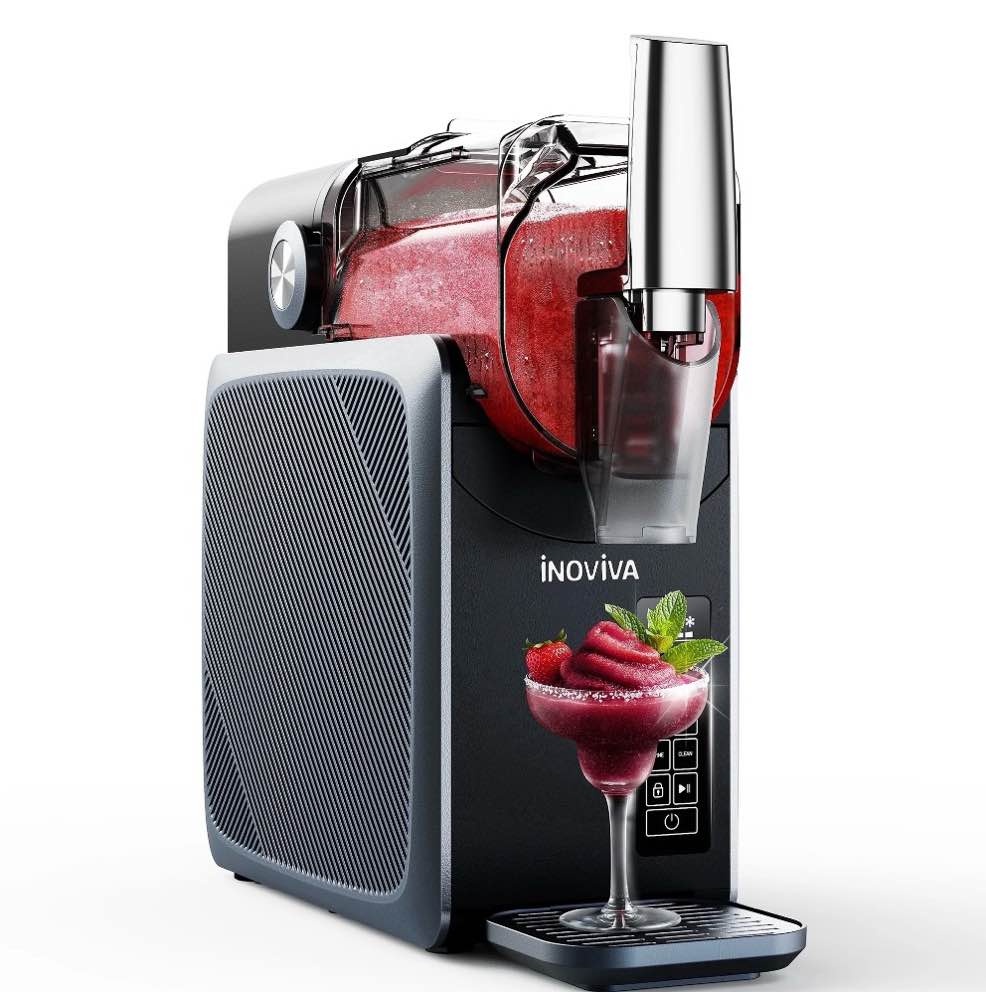 slushie machine, no ice needed, inoviva 68 oz frozen drink maker for home with self-cleaning, 5 preset programs, frozen margaritas, frappés, milkshake, and more