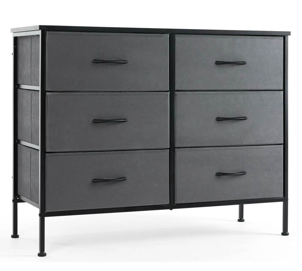 concetta 6 fabric drawers, dresser for bedroom chest of dresser tv stand for living room, nightstand for bed, gray