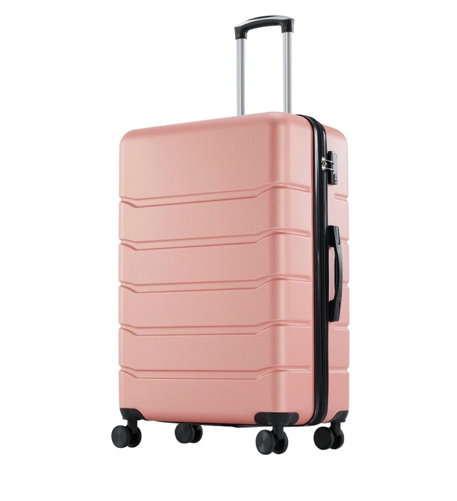 edx 24 inch hardside expandable luggage with spinner wheels  checked-medium lightweight expandable rolling luggage with tsa lock  pink