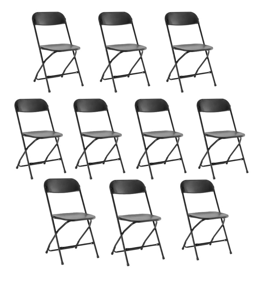 concetta plastic folding chair set of 10, 330lb load capacity lightweight for indoor/outdoor, black