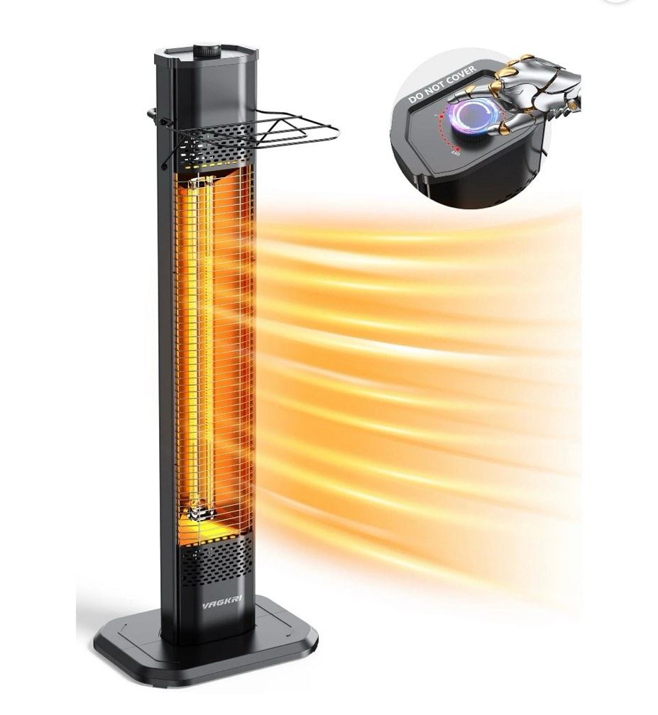 easoger 1500w 36in indoor space heaters, 100° oscillating portable tower electric heater, infrared outdoor patio heaters, 3 heating level, 1s fast heating, overheat protection