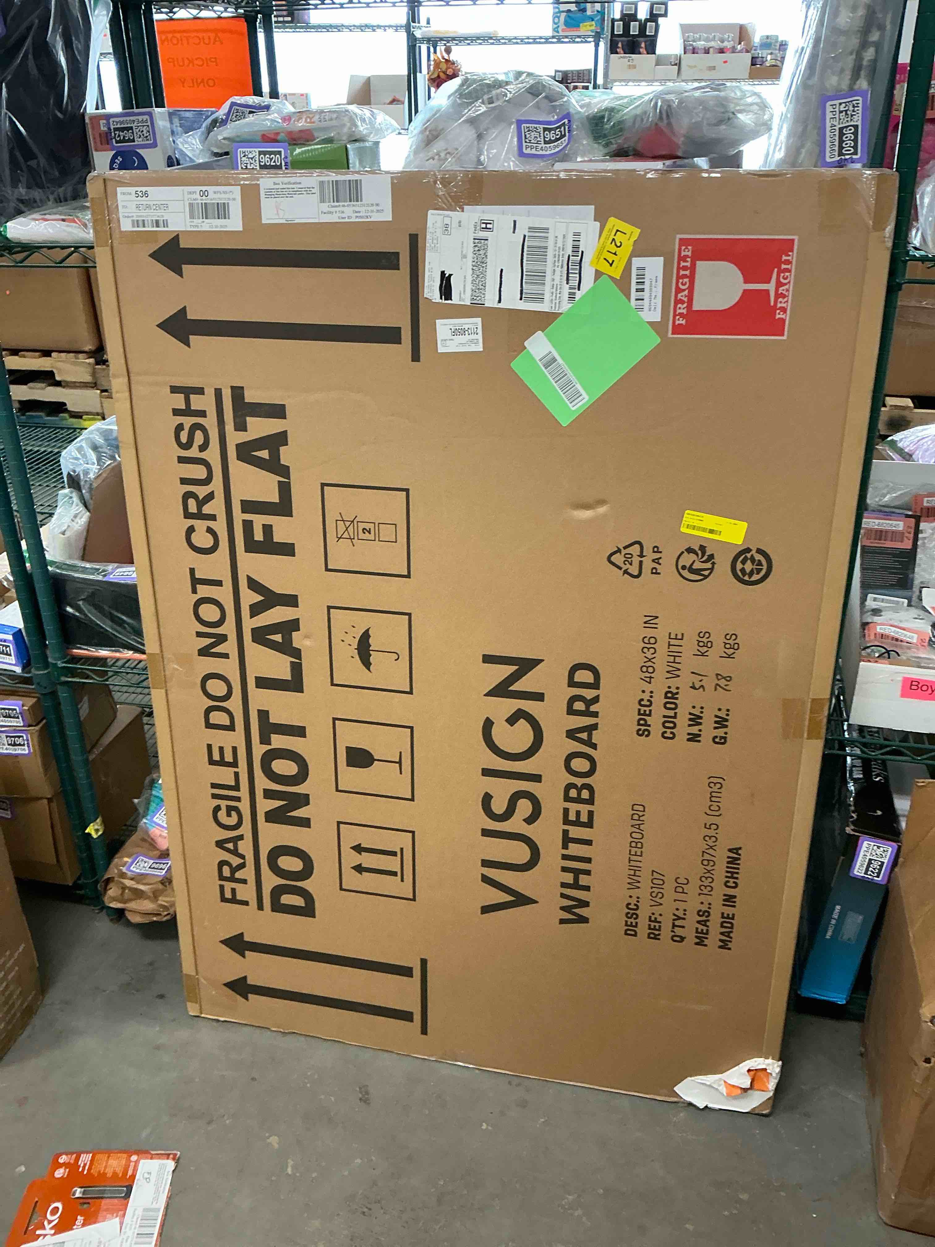 Condition photo showing Good Condition for Deli Magnetic Dry Erase Board 47 X 35 Inches Wall Mounted White Board with Pen Tray Silver Aluminium Frame