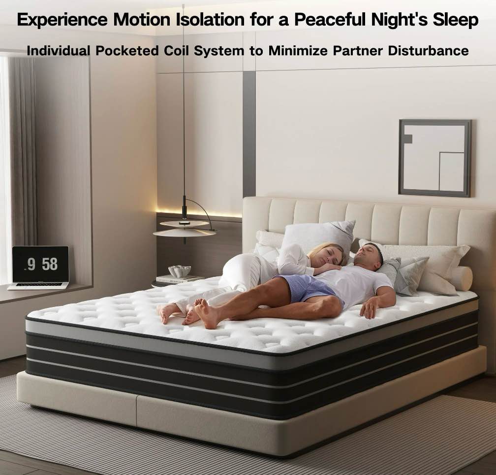 Condition photo showing New/Like New for Queen Mattress, 12 Inch Hybrid Innerspring Mattress for Pressure Relief, Motion Isolation, Medium Firm, CertiPUR-US Certified
