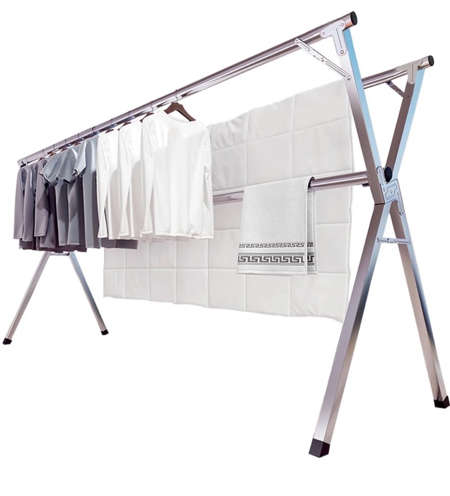 jauree 79 inches clothes drying rack  stainless steel garment rack adjustable and foldable space saving laundry drying rack for indoor outdoor with 20 windproof hooks