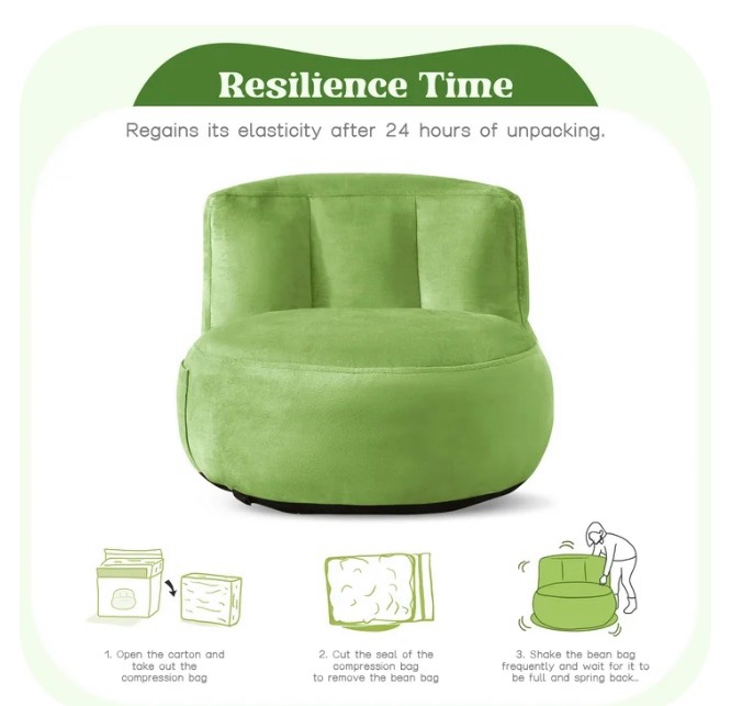 Condition photo showing Good Condition for ?Home Decoration?Yalmila Ultra Soft Bean Bag Chair for Kids and Adults includes pocket,Zipper Comfy Chair(2.5ft, Lime Green)!Note SMALL sizes!