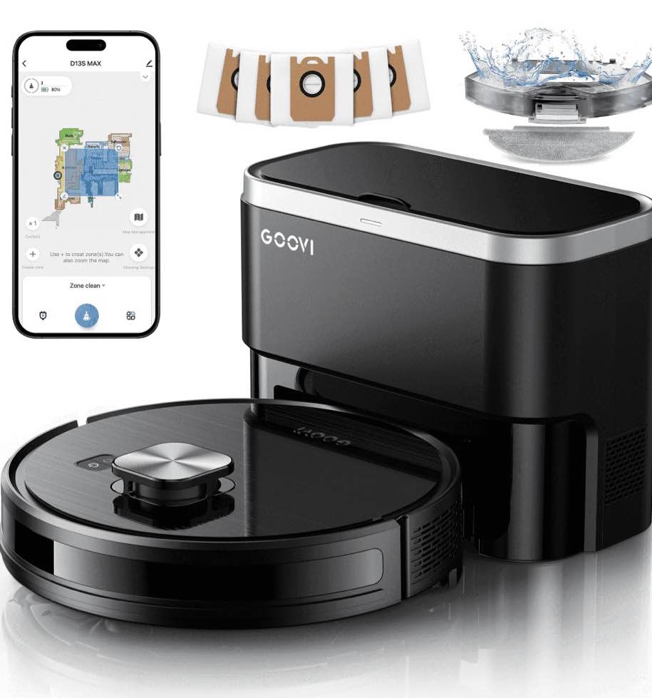 goovi robot vacuum and mop 11500pa suction robotic cleaner with laser home mapping and 85 days self empty station