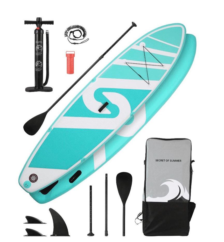 naipo inflatable paddle board 10ft stand up paddle board 10  sup 6 in.thick board carry bag & fast pumping green