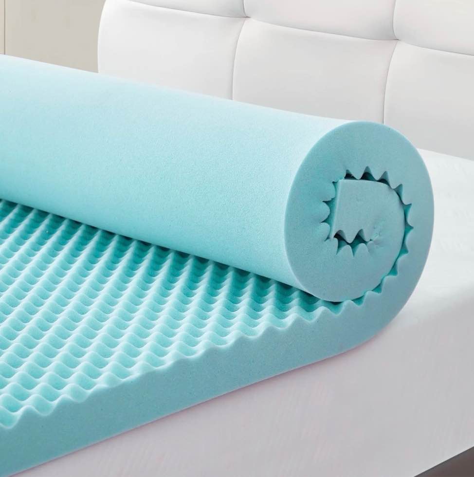 bdeus 4 inch gel cooling memory foam mattress topper, memory foam egg crate mattress topper, certipur-us certified, full size