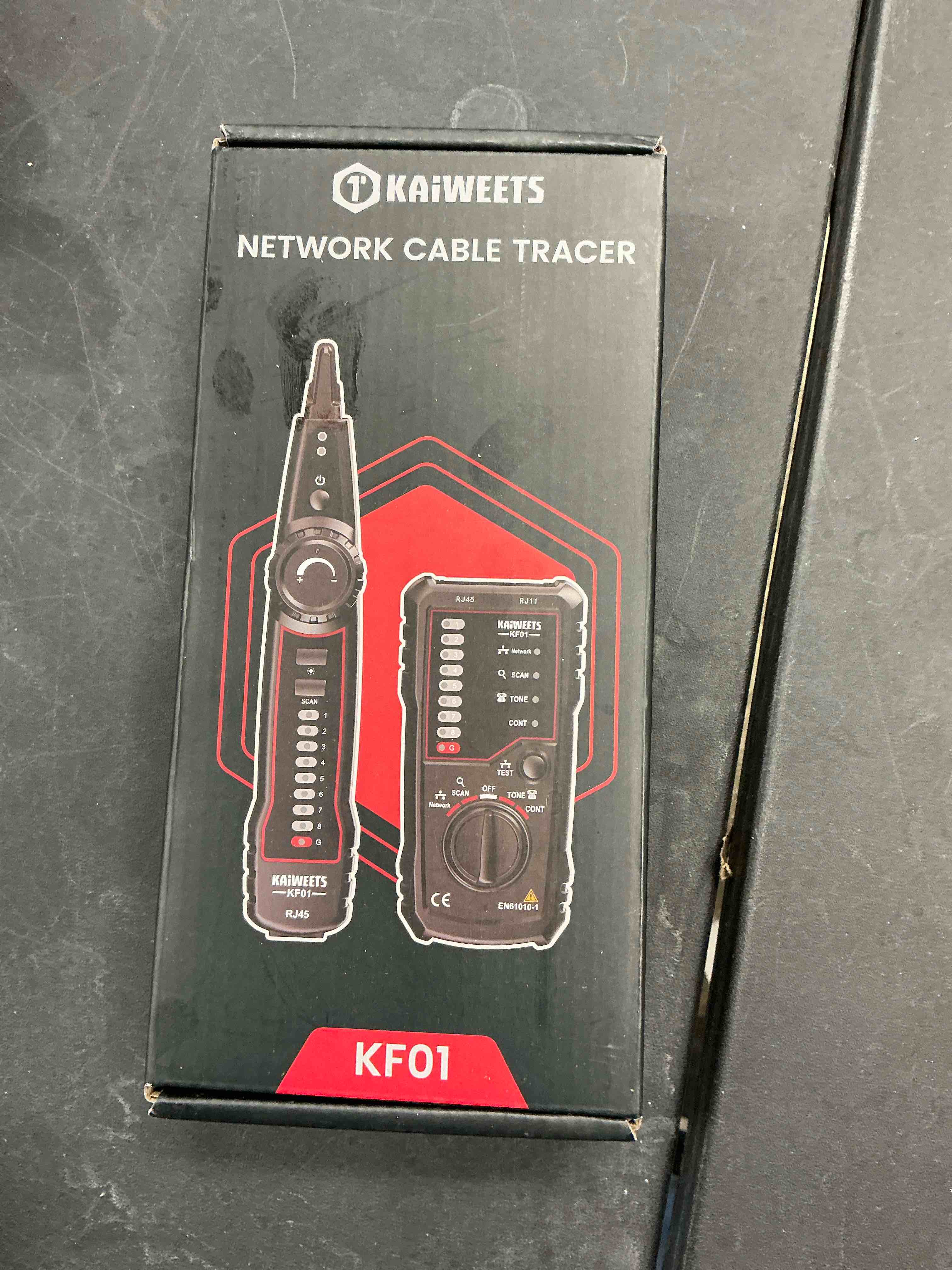 Condition photo showing New/Like New for KAIWEETS Network Cable Tester, RJ45 RJ11 Wire Tracer Line Finder, Tone Generator and Probe Kit, Cable Tracer Ethernet LAN Network Cat5 Cat6 for Cable Collation, Telephone Line Test