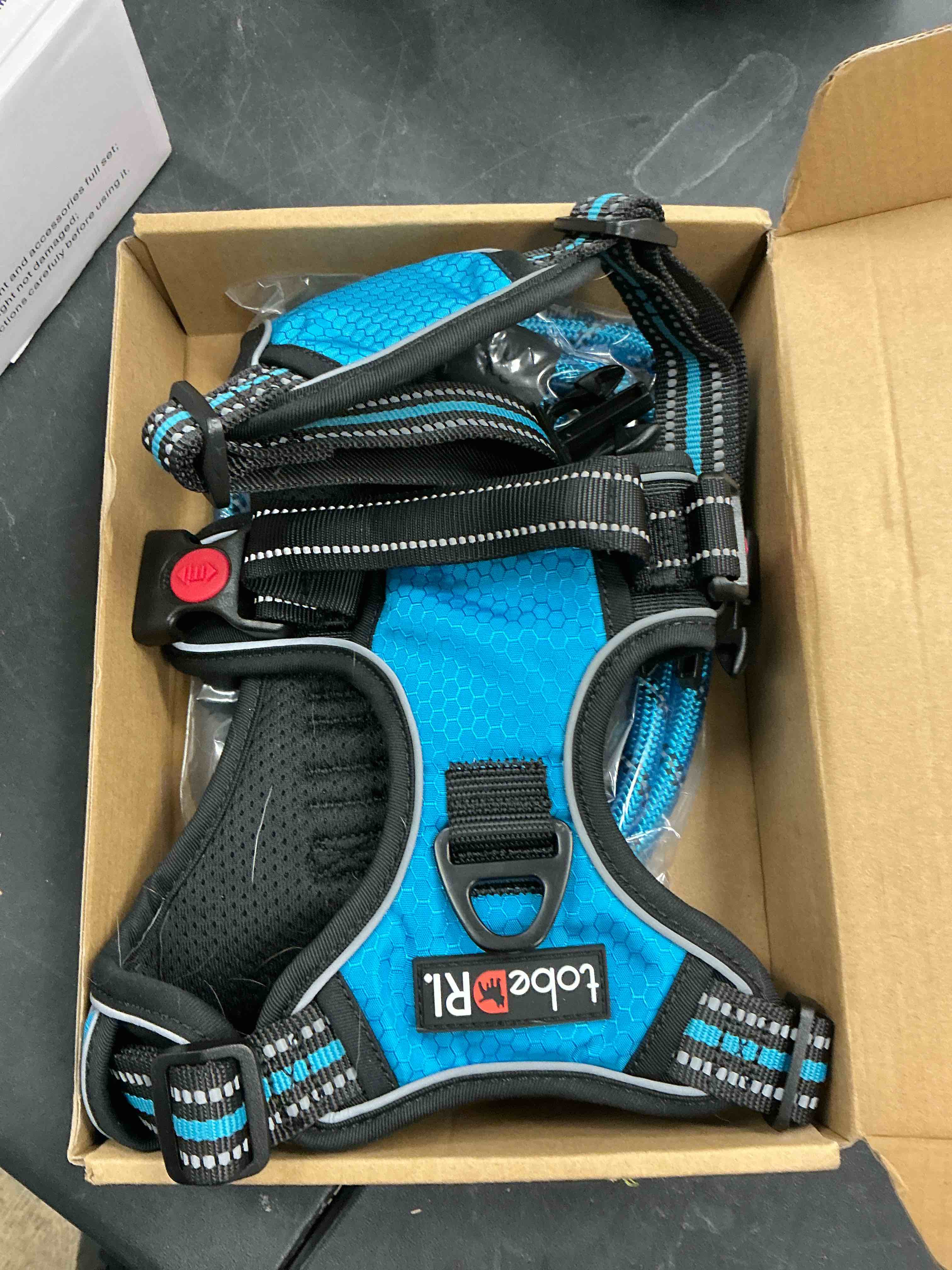 Condition photo showing Good Condition for No Pull Dog Harness Adjustable Reflective Oxford Easy Control Medium  Dog Harness with A Free Heavy Duty 5ft Dog Leash Medium Blue Harness+Leash