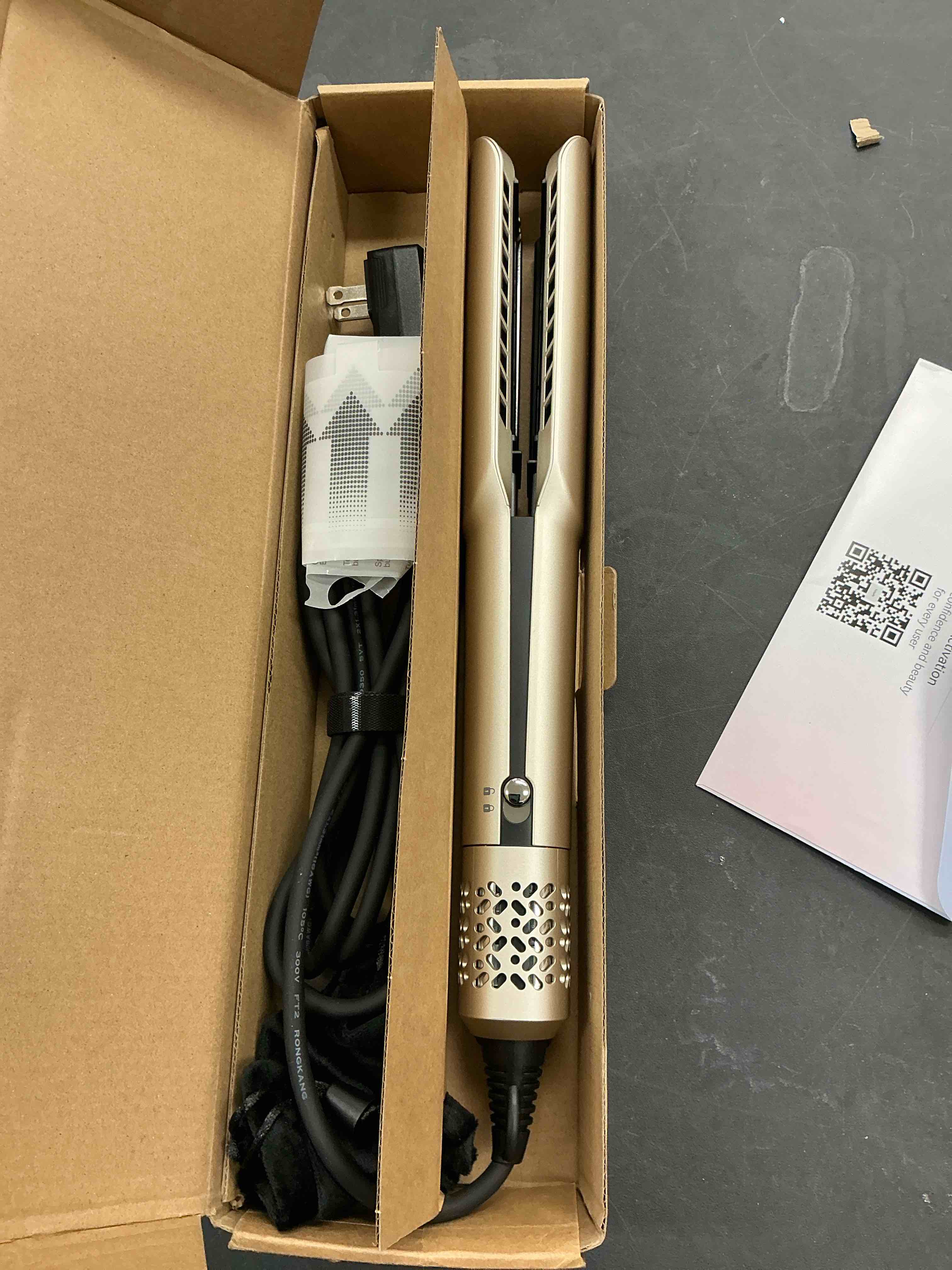 Condition photo showing New/Like New for Hair Straightener - 2 in 1 Wet to Dry Hair Dryer and Straightener with High-Speed Airflow + Rapid Heat-Up + Customizable Temperature + LCD Display & Auto Shut-Off + No Heat Damage (Pure Gold)