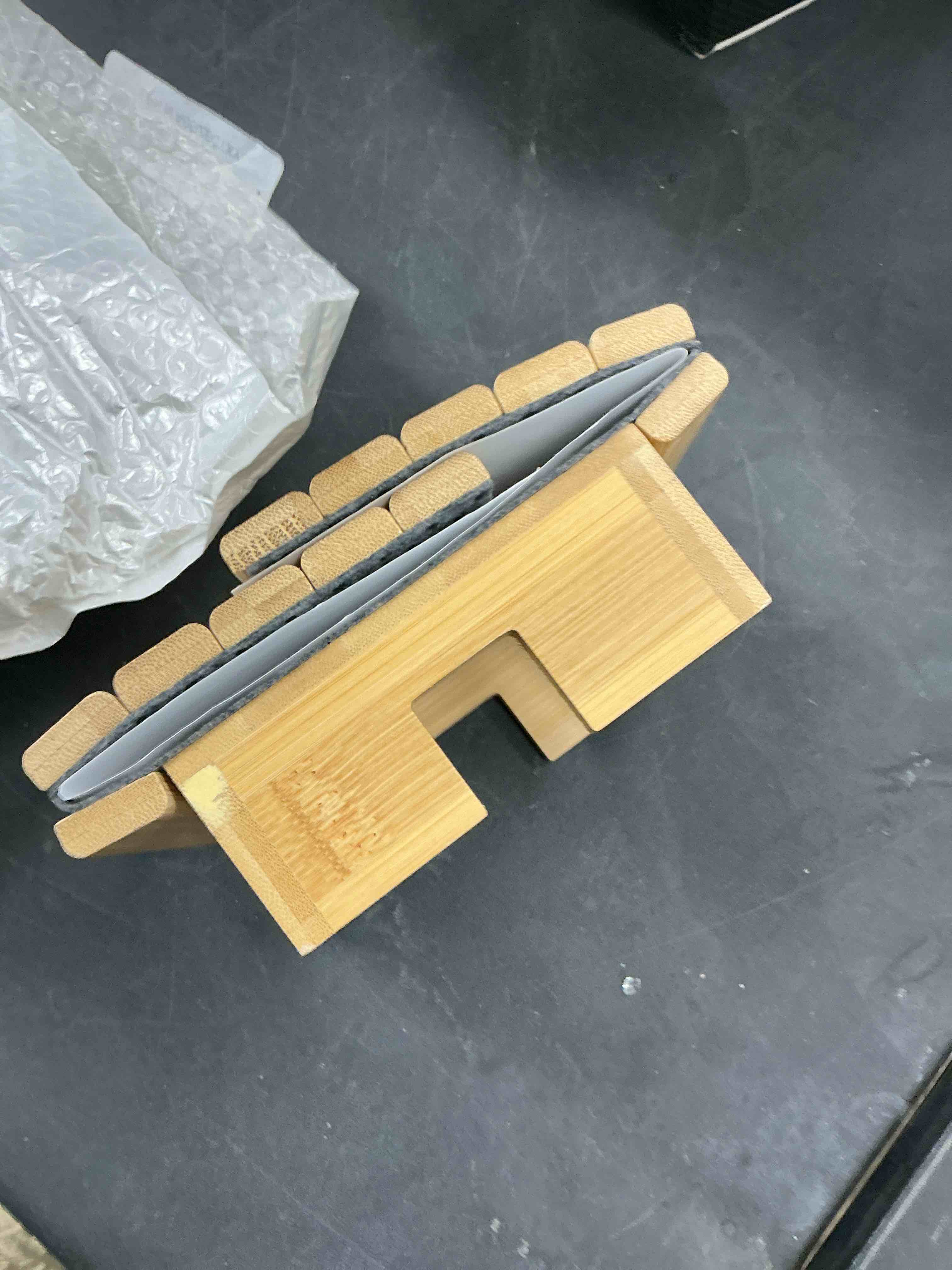 Condition photo showing Good Condition for Bamboo Couch Cup Holder & Armrest Tray - Extend Your Comfort with a Secure Drink Slot and Snack Space for Recliner, Loveseat, or Sofa Large