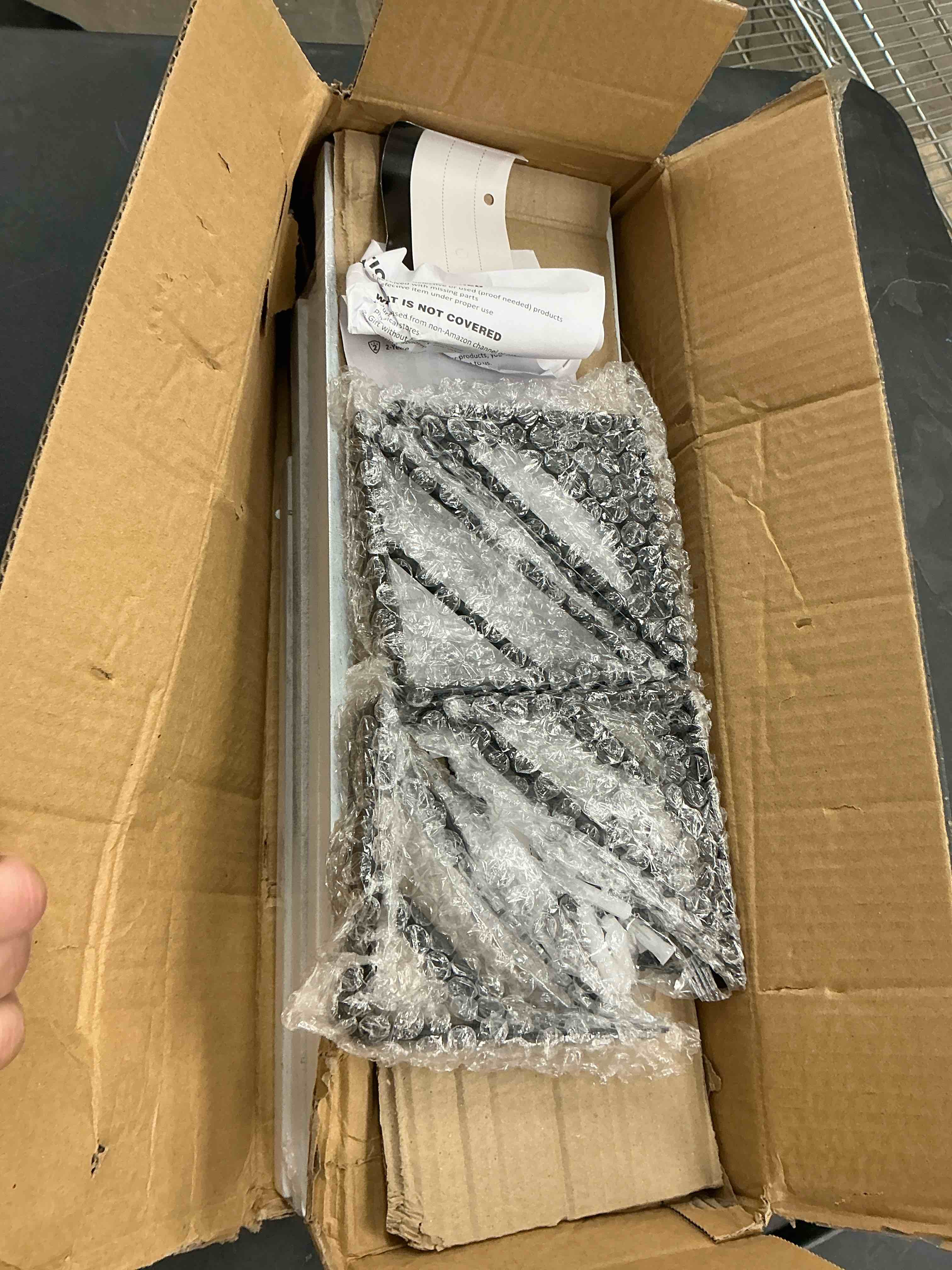 Condition photo showing Good Condition for BAYKA Wall Shelves for Bedroom Decor, Floating Shelves for Living Room Kitchen Storage, Wall Mounted Rustic Wood Floating Shelves for Kids Books, Corner Shelf for Bathroom(Gray White?Set of 4) E. Gray White Board & Black Brackets 4-Piece Set