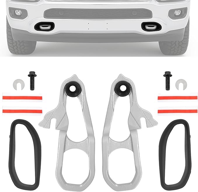 Condition photo showing New/Like New for Gelacie Left&Right Silvery Front Tow Hook Kit Compatible with 2019-2024 Ram 1500 DT W/Black Frames &