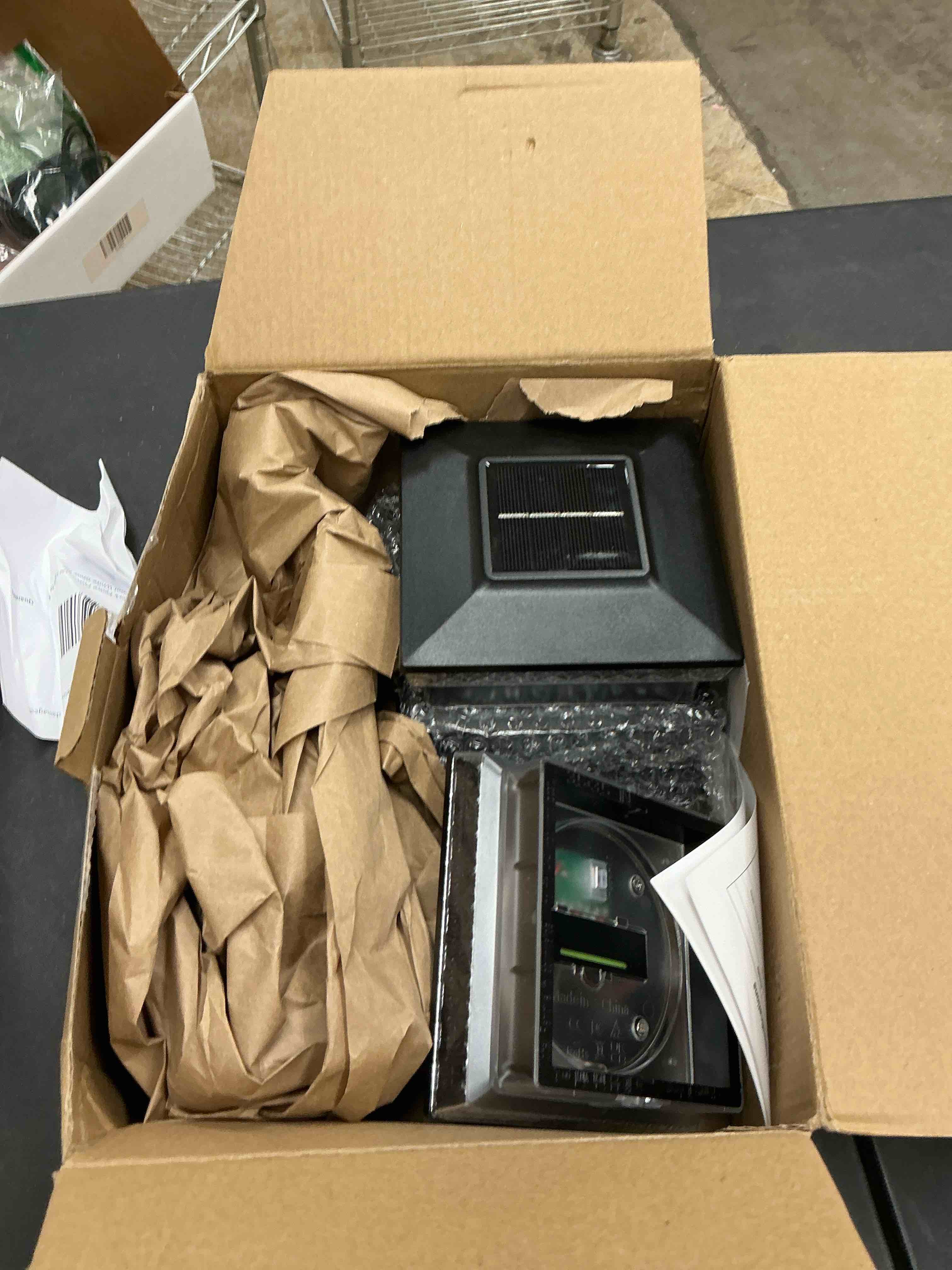 Condition photo showing As Is for Solar Post Cap Lights, 3 Pack Upgraded Outdoor Deck Fence Post Solar Lights for 4x4 5x5 Wood/Vinyl Posts, IP65 Waterproof, 10-12 Hours Warm/Cool White Glow for Garden/Patio/Porch - Black Black 