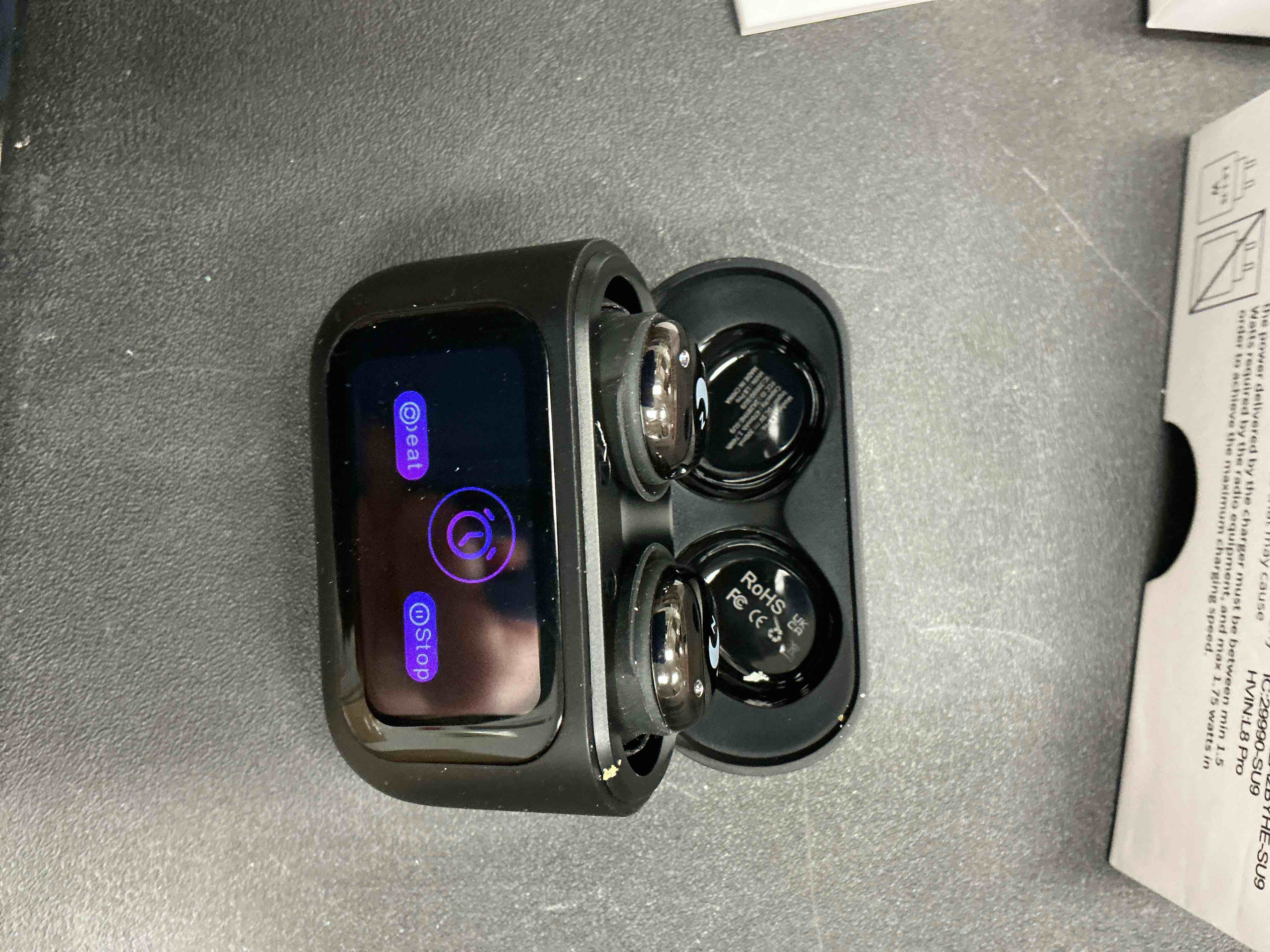 Condition photo showing Good Condition for Sleep Earbuds Bluetooth 5.4 Smart Touch Screen in Ear Ear Buds, 48H Mini Sleep Headphones Small Design for Side Sleepers, Crystal-Clear Calls, 5 EQ Modes, IPX7 Waterproof Earphones, Black Earbuds