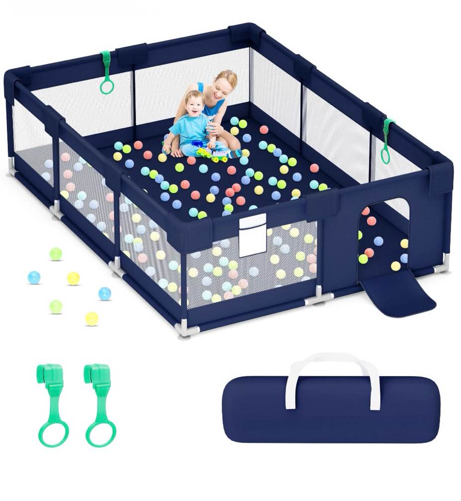 babyeap Baby Playpen,71*50 Inch Extra Large Baby Playards for Babies and Toddlers,Fence Baby Play Yards for Indoor & Outdoor with Breathable Mesh,Navy Blue