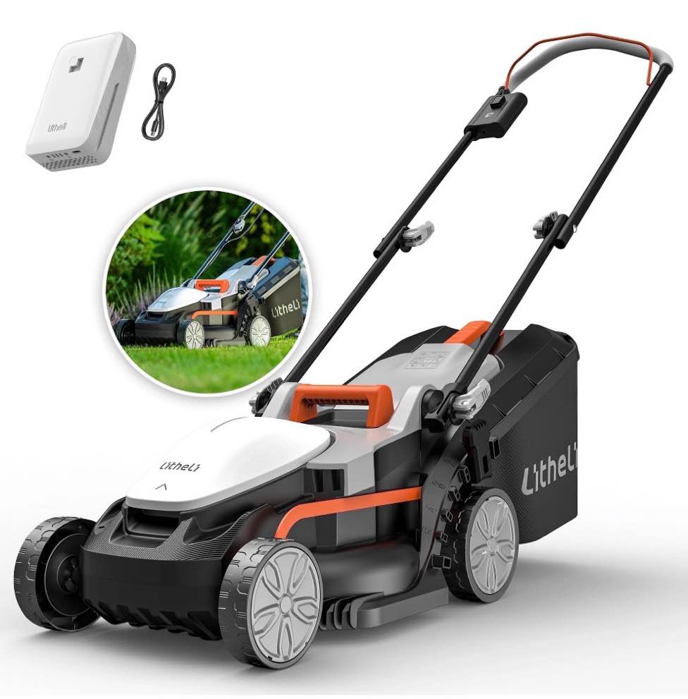 litheli 20v cordless electric lawn mower, 13-inch, 5-position height adjustment, lightweight, with 4.0ah battery, for lawns & gardens