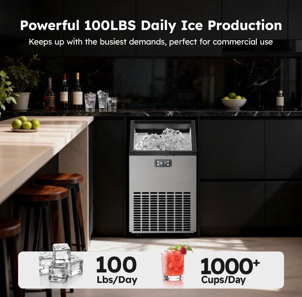 Condition photo showing Good Condition for Simzlife 100lbs/24H Commercial Ice Maker Machine  Stainless Steel Under Counter ice Machine 15.55 in W  31.5 in H