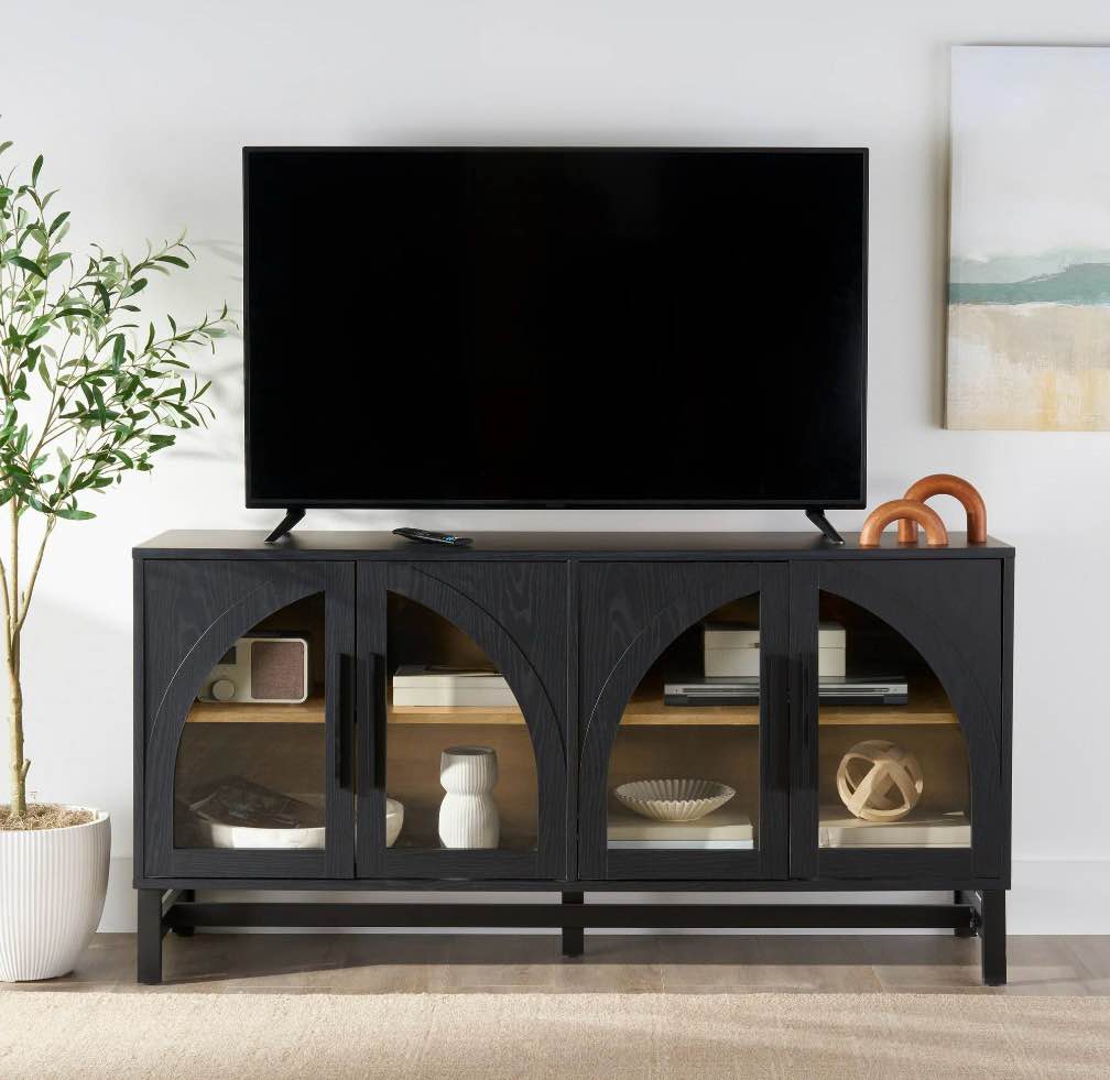 Better Homes & Gardens Juliet Arch TV Stand for TVs up to 65", Black Wood Finish