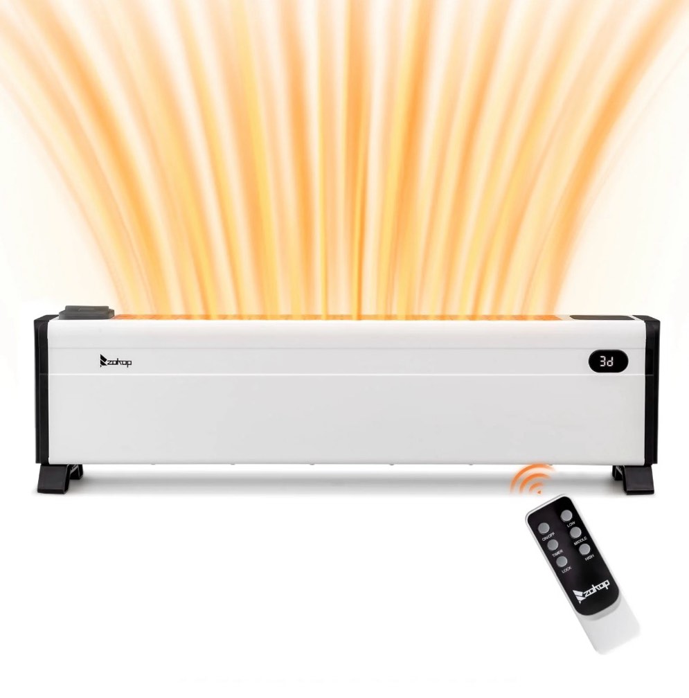 Ktaxon 32 Baseboard Heater 1500W Electric Baseboard Space Heater with 3 Heat Settings Remote Control Built-in Humidifier 12H Timer Tip-Over Switch for Indoor Bedroom Office Home White