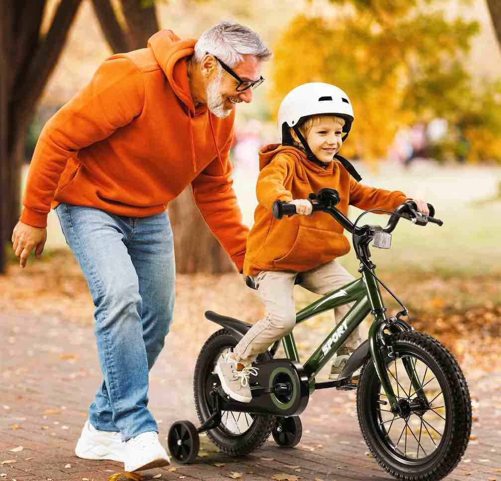 Condition photo showing New/Like New for Naipo 14 in Kid Bike Green Children Bikes for Boys Girls Removable Training Wheels Bicycle