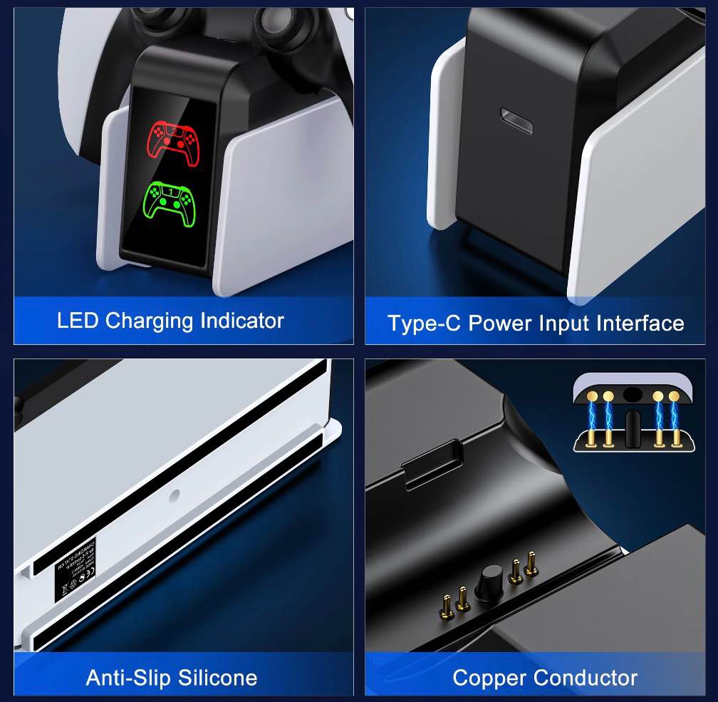 Condition photo showing Good Condition for BEBONCOOL PS5 Controller Charger, PS5 Charging Station Dock w/ LED Indicator,Dualsense Charging Station for Playstation 5/PS5 Controller,Upgrade Dual PS5 Controller Charger Stand w/ 5V3A Cable White