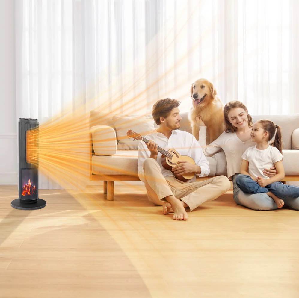 Condition photo showing Good Condition for Ktaxon 25'' Digital Tower Space Heater with Remote Control, Oscillation, 3D Realistic Flame Effect, with Adjustable Heat Settings, Overheating & Tip-Over Safety Protection for Room Indoor Use