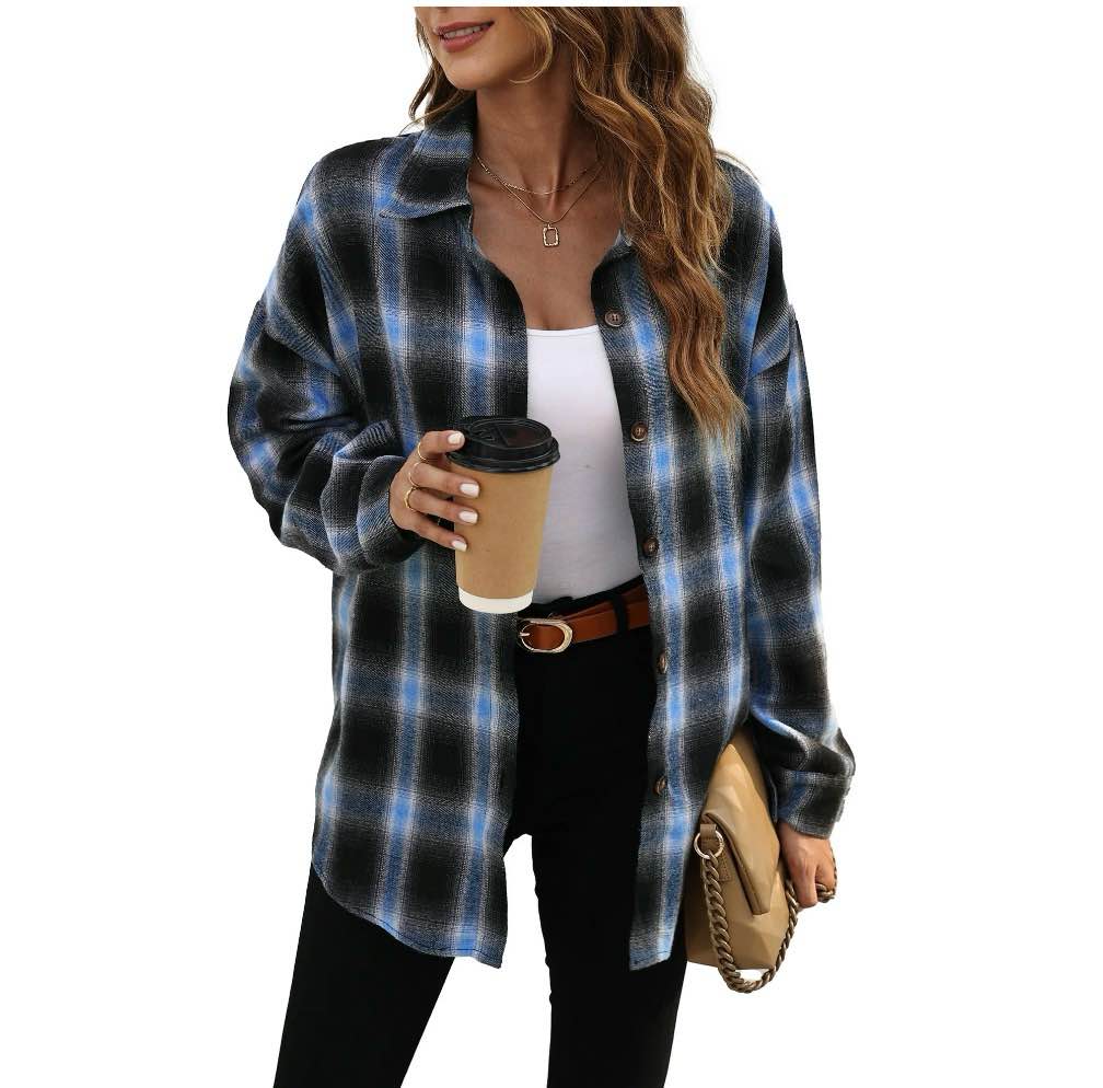 Condition photo showing Good Condition for Fantaslook Plaid Flannel Shirts for Women Oversized Long Sleeve Button Down Shirts Blouses Tops size 3XL 