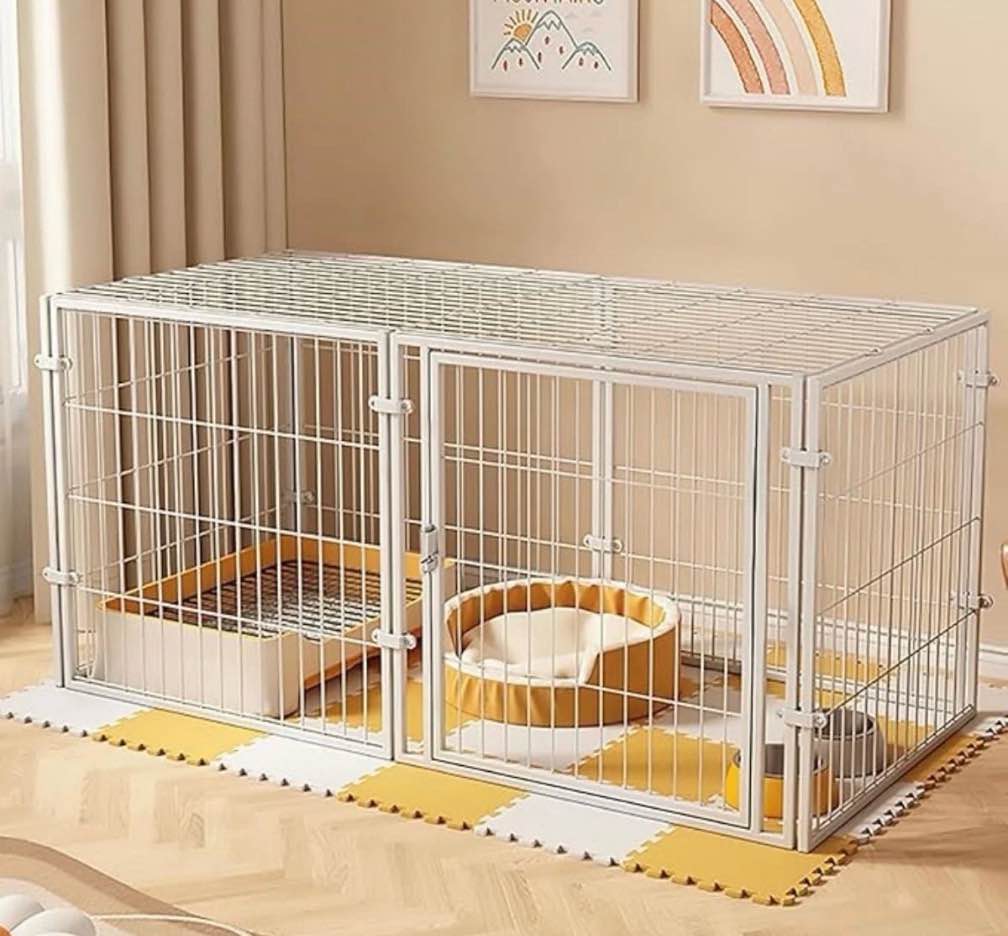Condition photo showing New/Like New for Aqwiopr 2 in 1 Pet Fence & Crate for Dogs & Cats, 1-Door, 23.6 in, Metal, Indoor