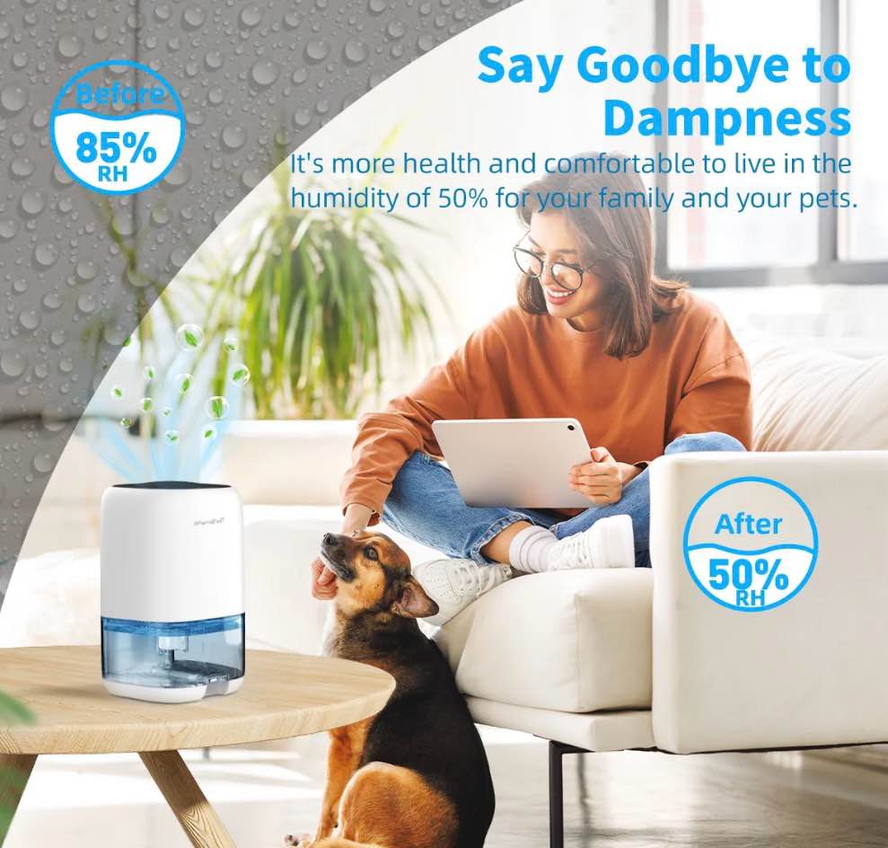 Condition photo showing Good Condition for ALROCKET Dehumidifier Portable and Ultra Quiet with Automatic Defrosting for Home 1000ML(2200 Cubic Feet)