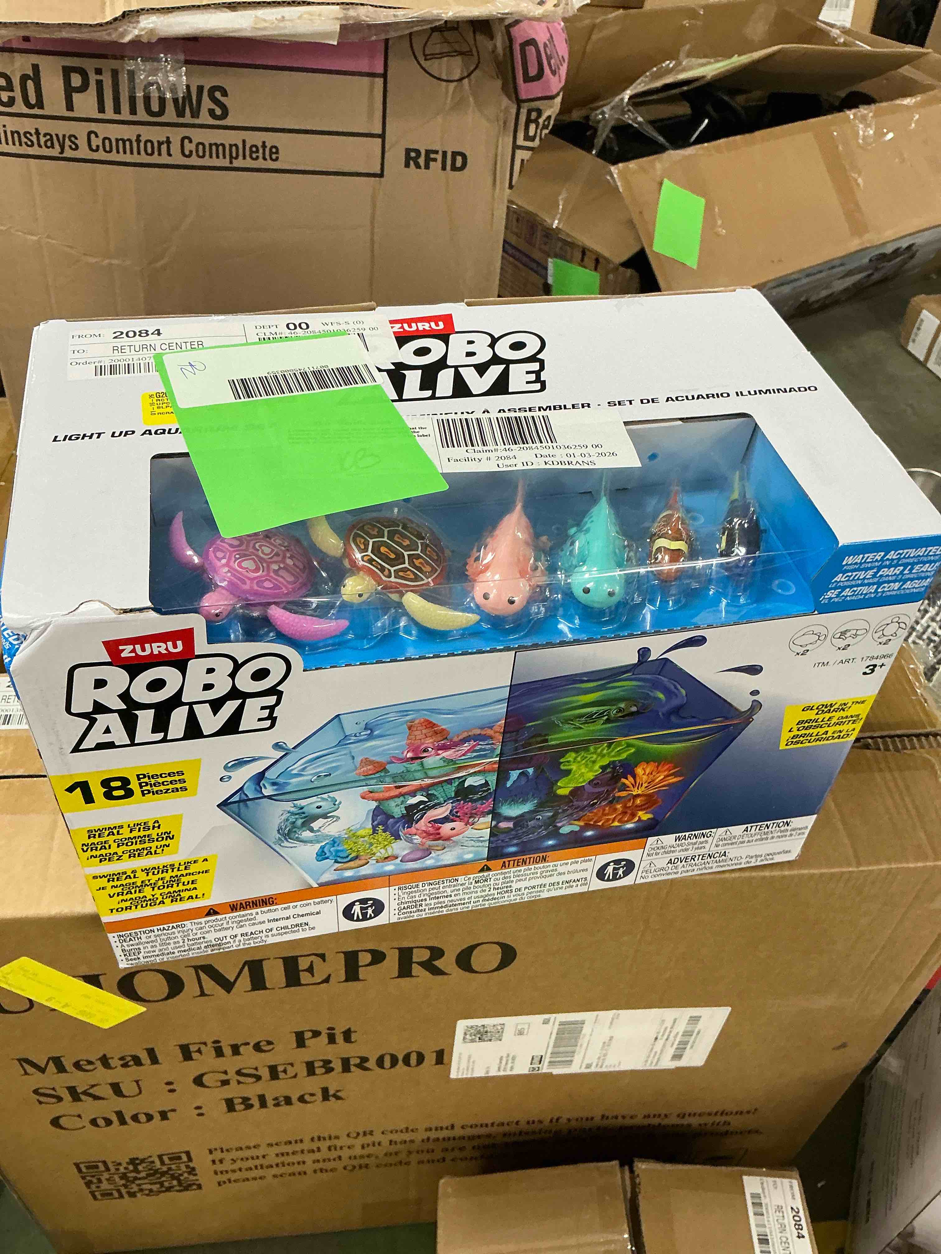 Condition photo showing New/Like New for Robo Alive Light Up Aquarium Set 18-Piece Playset (Includes 2 Fish, 2 Turtles & 2 Axolotl)
