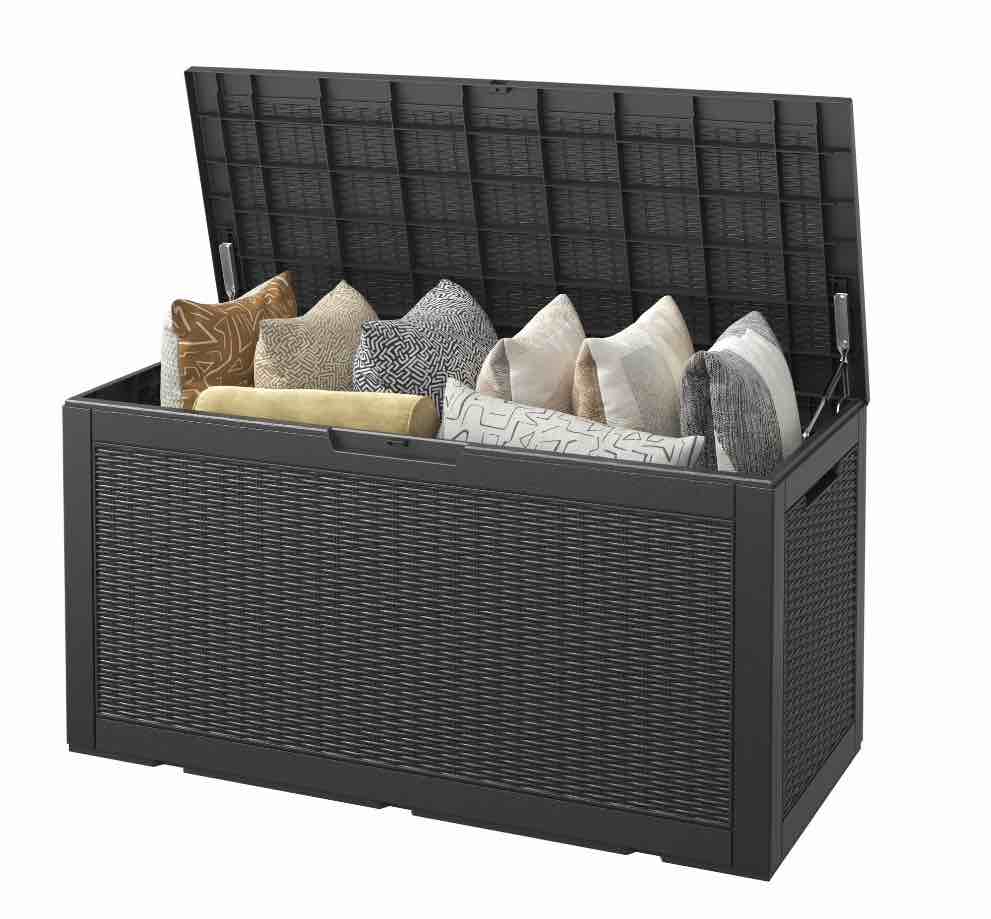 Bifanuo 100 Gallon Deck Box Lockable Resin Outdoor Storage Box Waterproof Outdoor Container for Patio Furniture Cushions Pillow