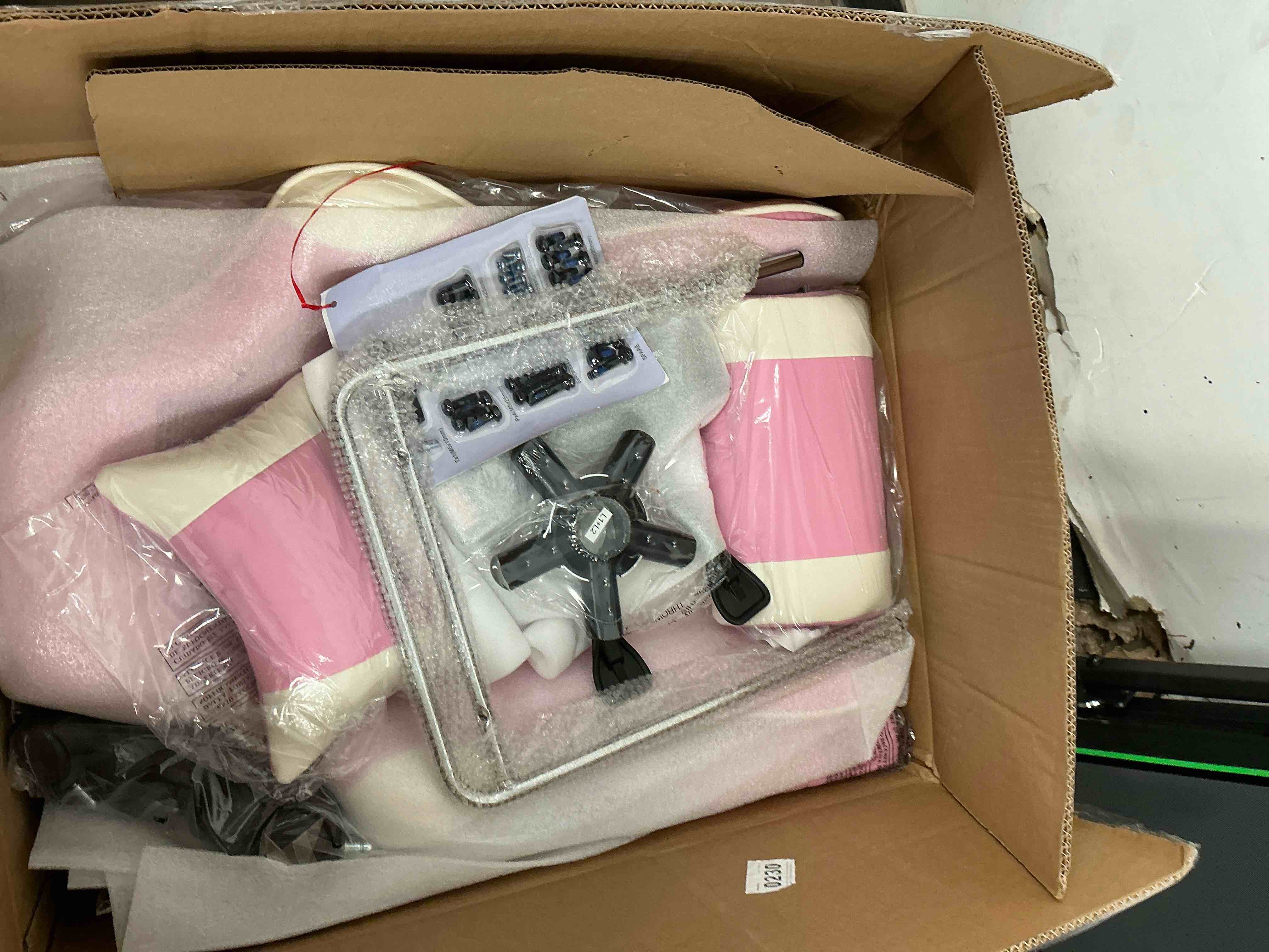 Condition photo showing New/Like New for EDX Ergonomic Gaming Chair High Back Office Chair with Lumbar Support and Adjustable Armrests Swivel Racing Chair, Pink and White