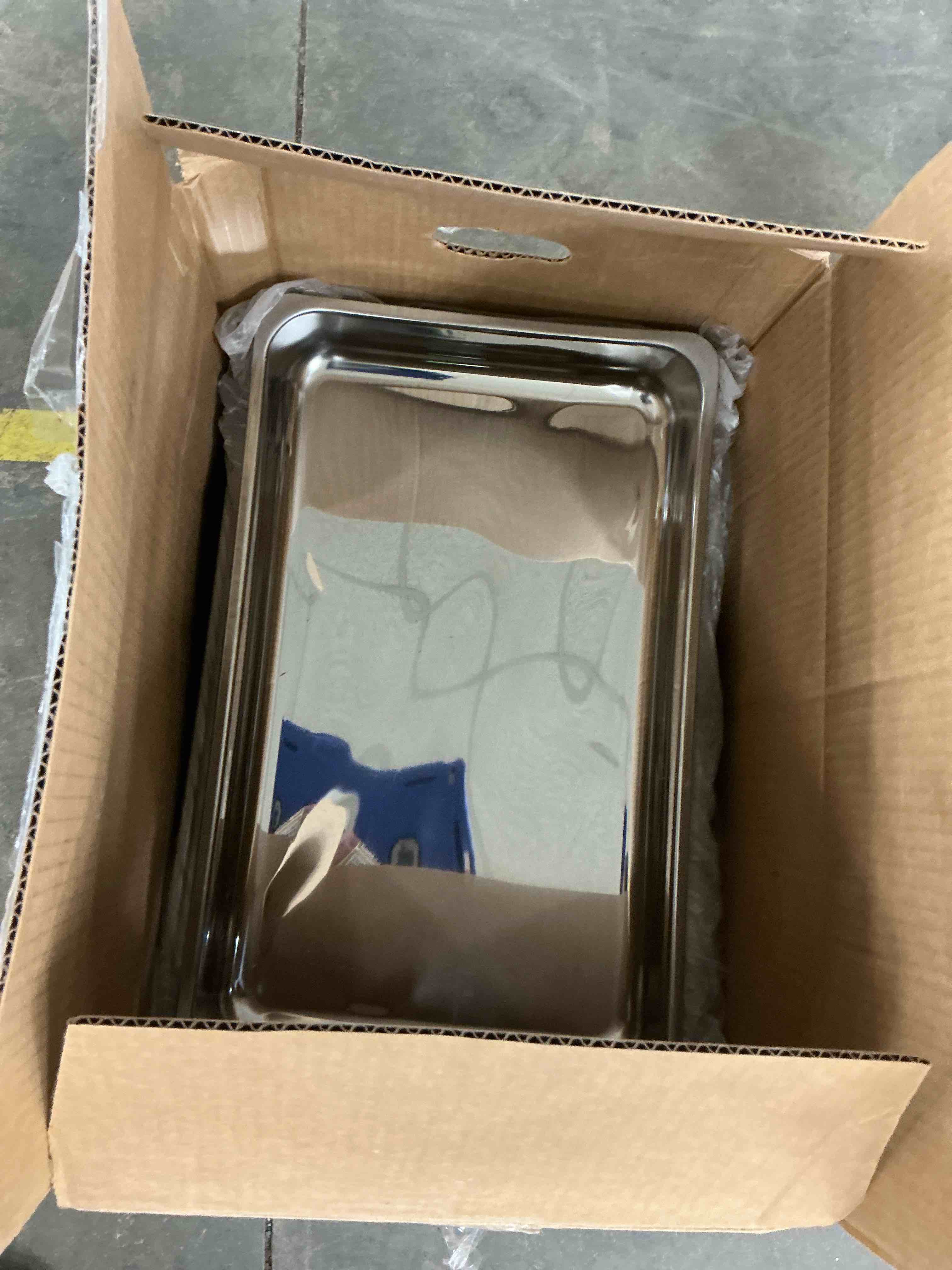 Condition photo showing As Is for Chafing Dish Buffet Set 4 Pack: TINANA 8QT Stainless Steel Chafing Dishes for Buffet  Chafers and Buffet Warmers Sets for Parties  Events  Wedding  Camping  Dinner