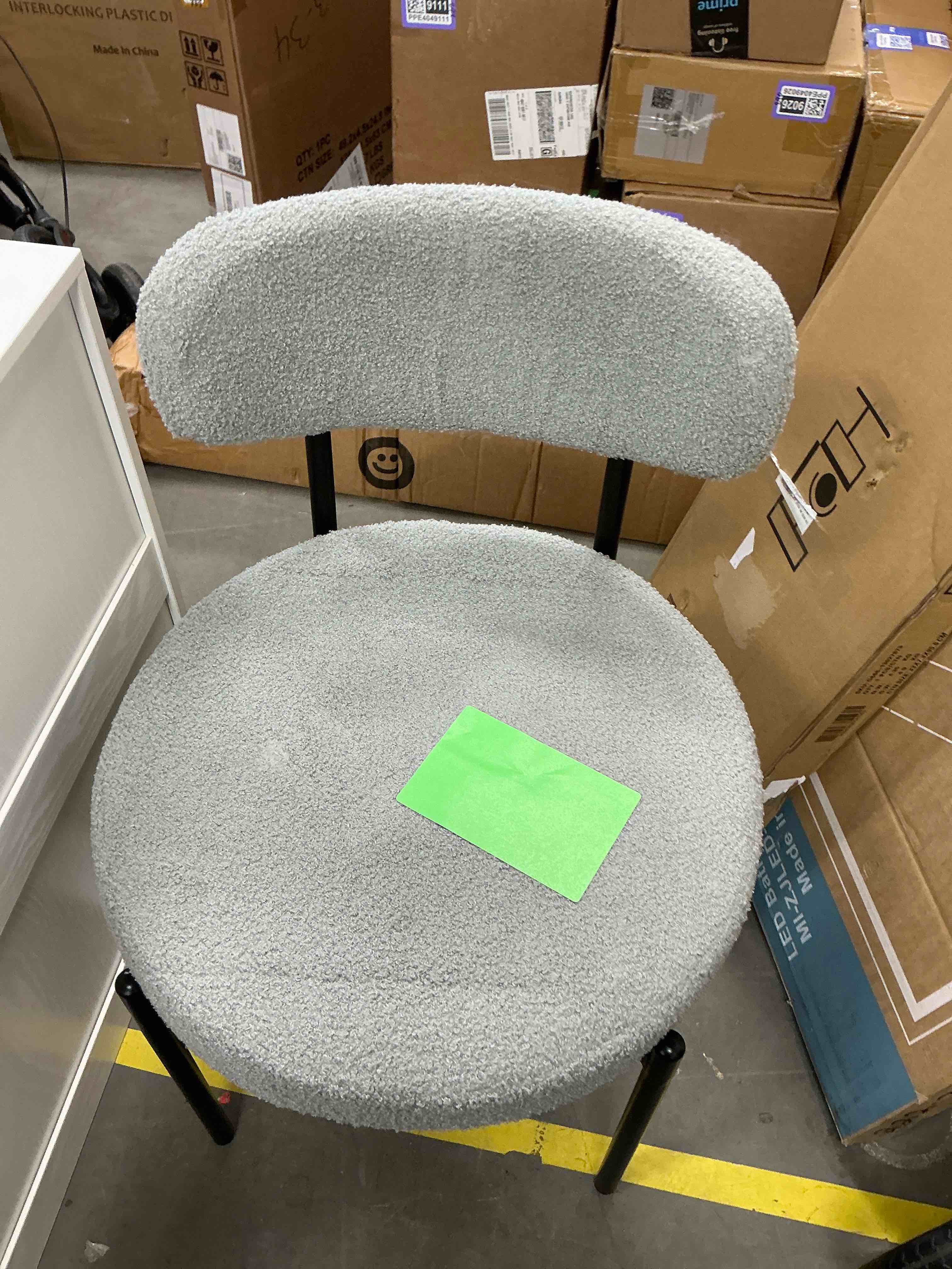 Condition photo showing Good Condition for edx Upholstered Dining Chairs, Mid Century Modern Round Dining Room Chairs for Vanity For Living Room , 1 Gray