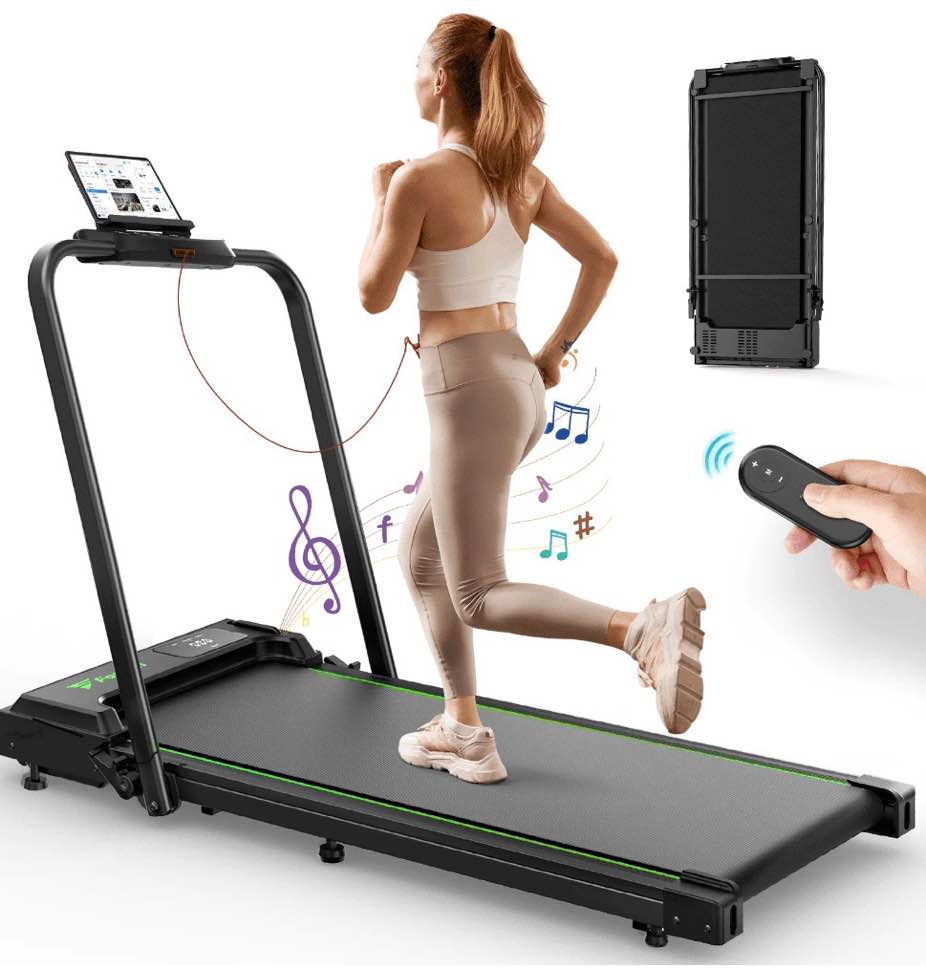 FORMILL Foldable Treadmill  300 Lbs Walking Pad Treadmill with HandleBar Portable Treadmill 2 in 1 for Home/Office  Under Desk Treadmill with Mat  Touch Control LED Display 