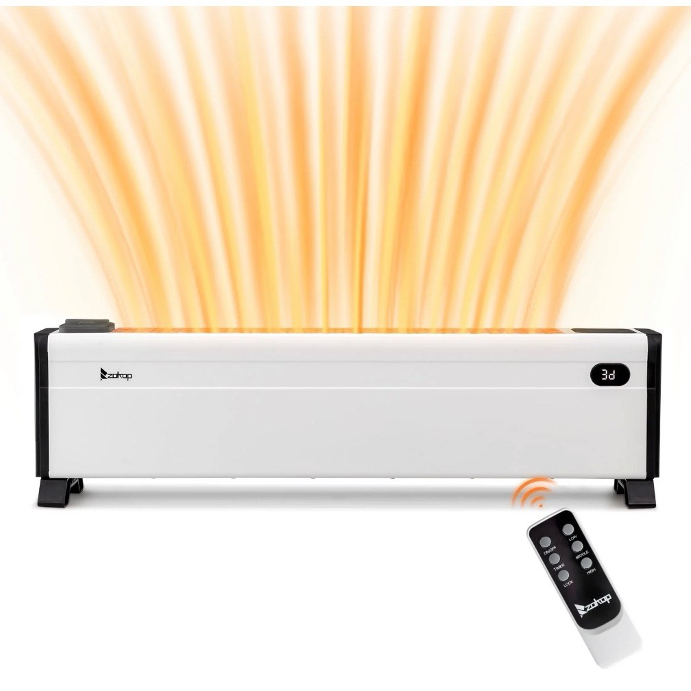 Ktaxon 32  Baseboard Heater  1500W Electric Baseboard Space Heater with 3 Heat Settings  Remote Control  Built-in Humidifier  12H Timer  Tip-Over Switch  for Indoor Bedroom Office Home  White