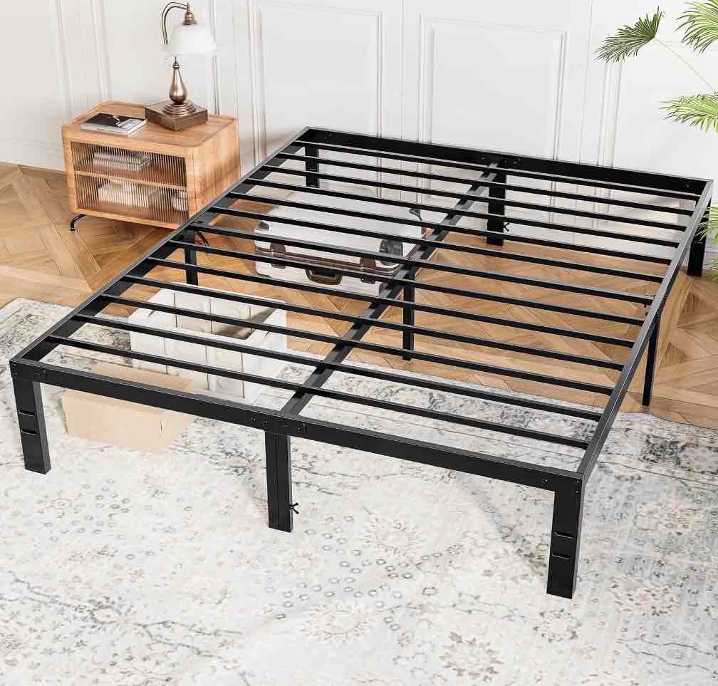 CONCETTA 14" Full Bed Frame, Heavy Duty Metal Platform Bed Frame with Underbed Storage for Bedroom, No Box Spring Required, Black