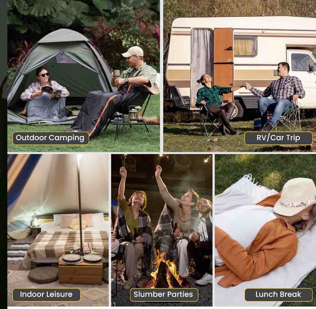 Condition photo showing New/Like New for FUNDANGO One Person Black Camping Sleeping Bags for Adults Teens 87"*30" Compact Black Sleeping Bags for Backpacking, Hiking & Camping with Compression Sack, 39.2°F-62.6°F, 2.5lbs, Black