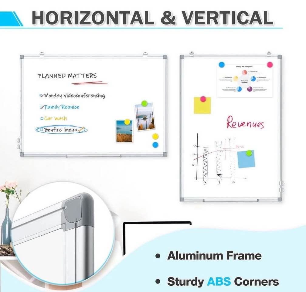 Condition photo showing Good Condition for Deli Magnetic Dry Erase Board 47 X 35 Inches Wall Mounted White Board with Pen Tray Silver Aluminium Frame
